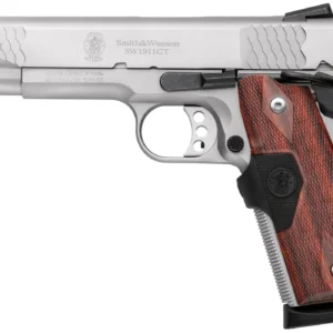 Smith & Wesson 1911 E-Series 45 ACP Pistol 5" Barrel 8+1 Round Stainless Slide Wood Grip Stainless Frame